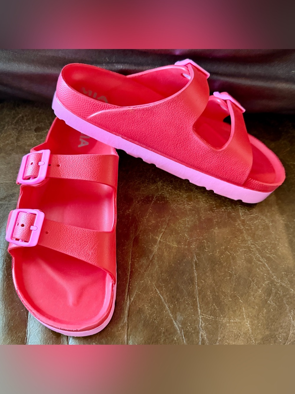 MIA Kota Two-Toned Double-Buckle Slide Sandals